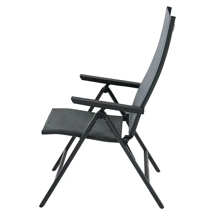 Siena Garden Klappstuhl Tauro - Ranotex-Gewebe, Klappbar, Anthrazit, B x T x H: 60 x 66 x 110 cm - Dunkelgrauer Klappstuhl mit Armlehnen, Netzsitz und Rückenlehne für den Außenbereich.