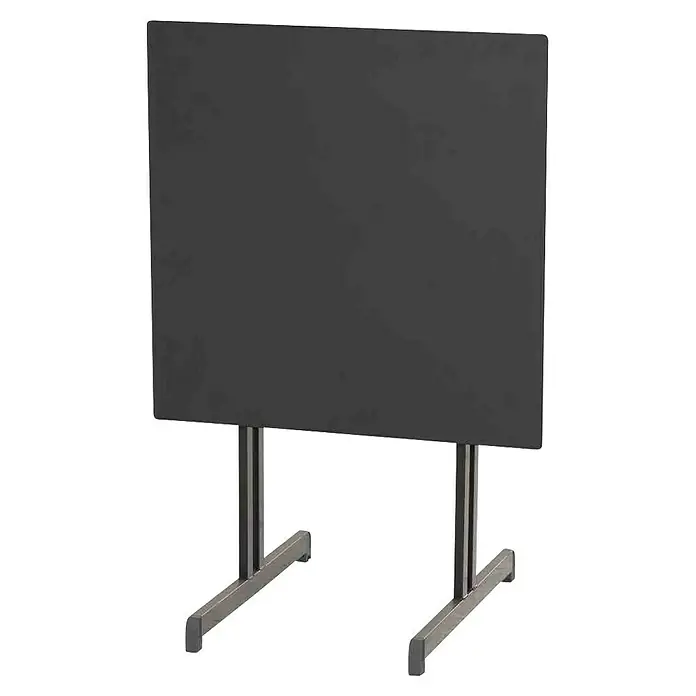 Alco Gartentisch - L x B x H: 80 x 80 x 74 cm, Stahl, Anthrazit, Klappbar - Hier ist eine stilvolle und minimalistische Stehleuchte mit einem großen, rechteckigen, schwarzen Lampenschirm und einem modernen Metallfuß.