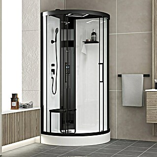 Aurlane Dampfdusche Relax Hammam Round (95 x 95 x 218 cm, Weiß/Schwarz)