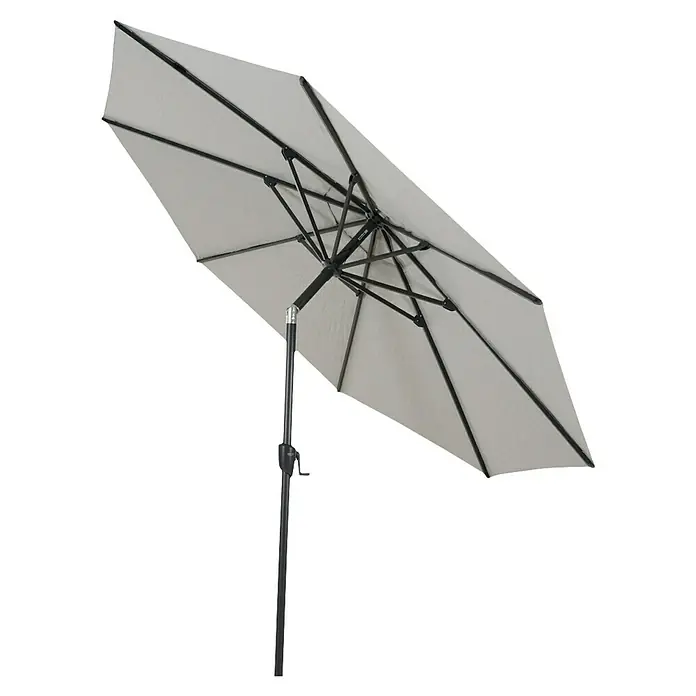 Siena Garden Marktschirm rund Bosco - Hellgrau, Durchmesser Bespannung: 300 cm - Ein grauer Terrassenschirm mit schwarzem Gestell, der Schatten spendet und vor Sonne schützt. Ideal für Garten oder Balkon.