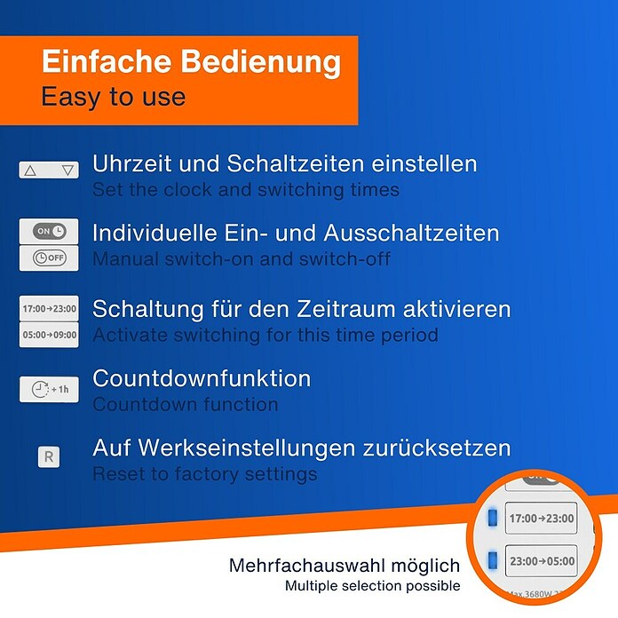 REV Zeitschaltuhr Easy+ (Digital, Weiß, 3 680 W) | BAUHAUS