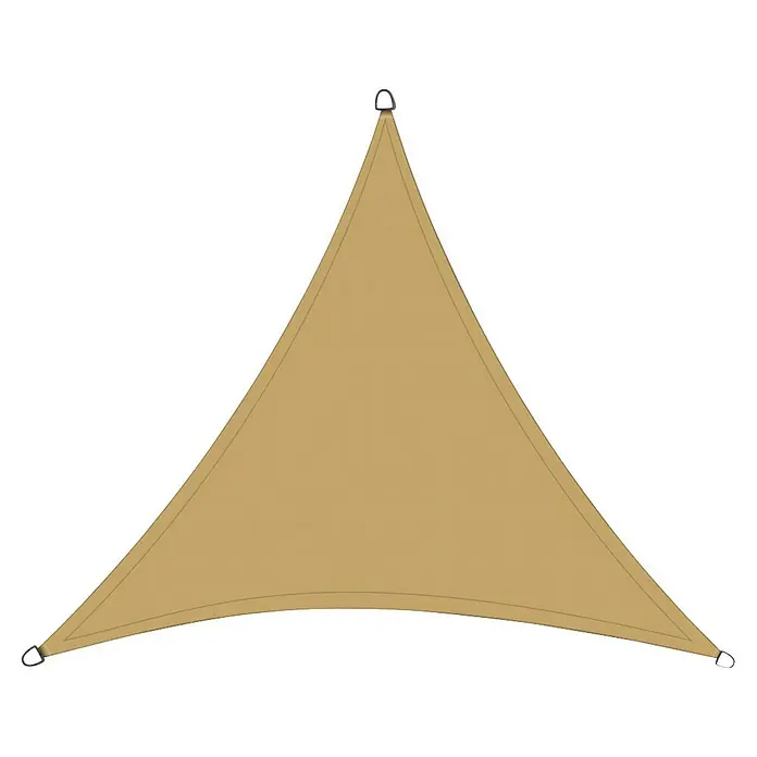 Siena Garden Sonnensegel Solino inkl. Zubehör-Set - L x B: 500 x 500 cm, Sand, Dreieckig - Abbildung eines Sandfarbenen Sonnensegels, das Schatten spendet und Schutz vor der Sonne bietet.