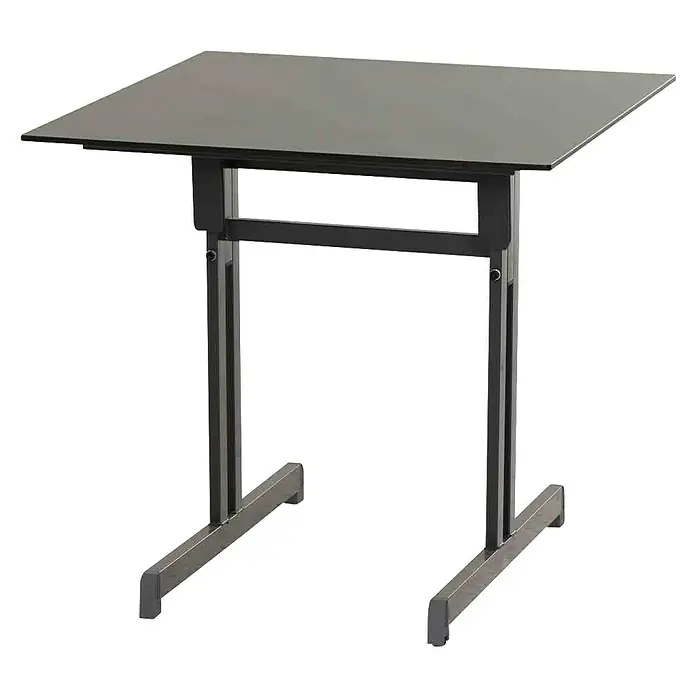 Alco Gartentisch - L x B x H: 80 x 80 x 74 cm, Stahl, Anthrazit, Klappbar - Grauer, höhenverstellbarer Stehpult-Tisch mit Stahlrahmen, ideal für Präsentationen und als ergonomischer Arbeitsplatz.
