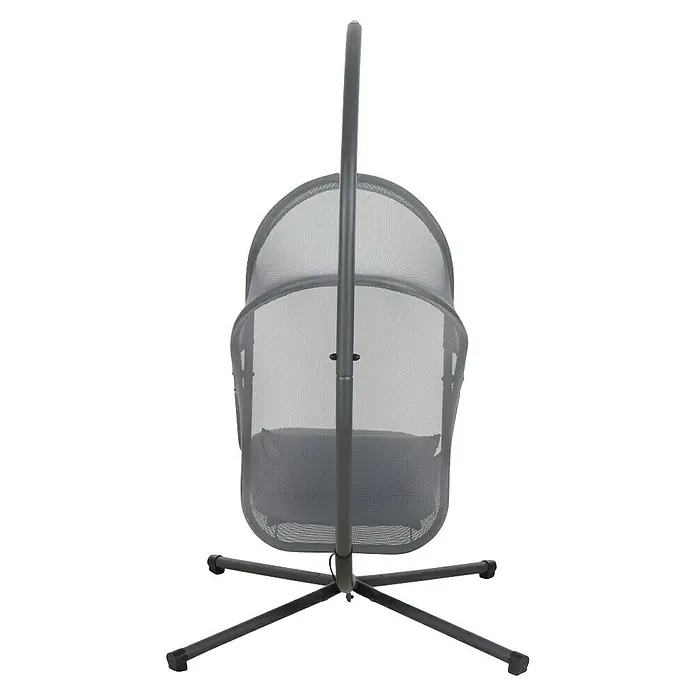 Siena Garden Hängesessel Yobaya mit Schutzhülle - L x B x H: 106 x 123 x 195 cm, Blau - Grauer Wäschekorb aus Netzstoff mit hohem Griff und vierbeinigem Sternfuß.