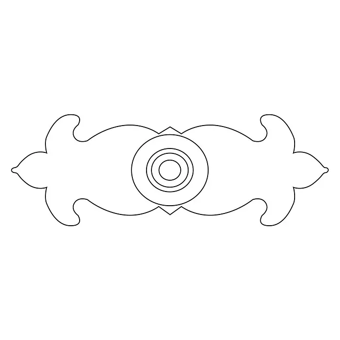 Rei Möbelgriff - Lochabstand: 98 mm, Stahl, Schwarz - Dekoratives schwarzes Umrissdesign, ideal für Ränder oder Verzierungen, mit zentralem Kreismotiv und stilisierten Wellenelementen.