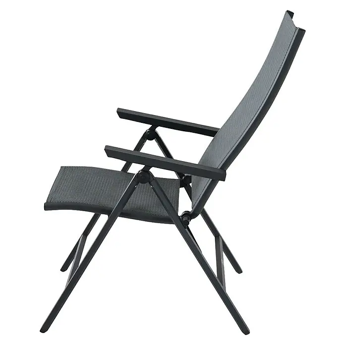 Siena Garden Klappstuhl Tauro - Ranotex-Gewebe, Klappbar, Anthrazit, B x T x H: 60 x 66 x 110 cm - Dunkelgrauer klappbarer Outdoor-Stuhl mit Metallrahmen und Stoffbezug.