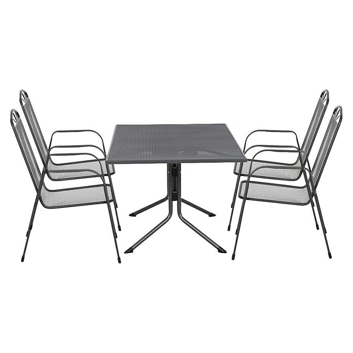 Siena Garden Gartenmöbel-Set Elda (5 -tlg., Stahl, Anthrazit, Stapelbar, Eigenschaften Tisch: 140 x 90 cm) | BAUHAUS