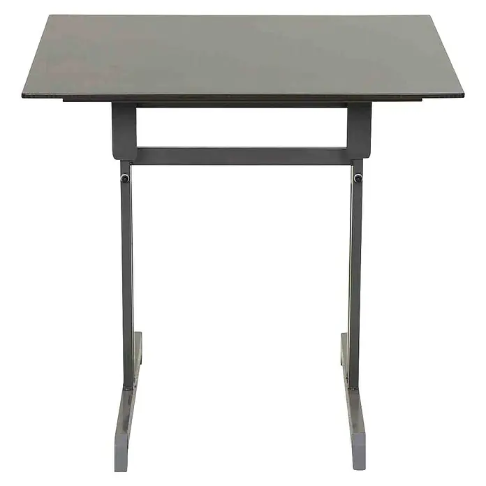 Alco Gartentisch - L x B x H: 80 x 80 x 74 cm, Stahl, Anthrazit, Klappbar - Ein stilvoller, grauer höhenverstellbarer Stehpult-Schreibtisch, ideal für moderne Büros oder Arbeitszimmer. Der Tisch bietet eine ergonomische Arbeitsfläche.