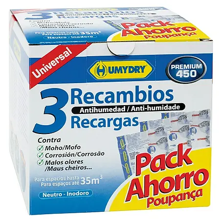 Humydry  Pack de recambios para el deshumidificador Antihumedad