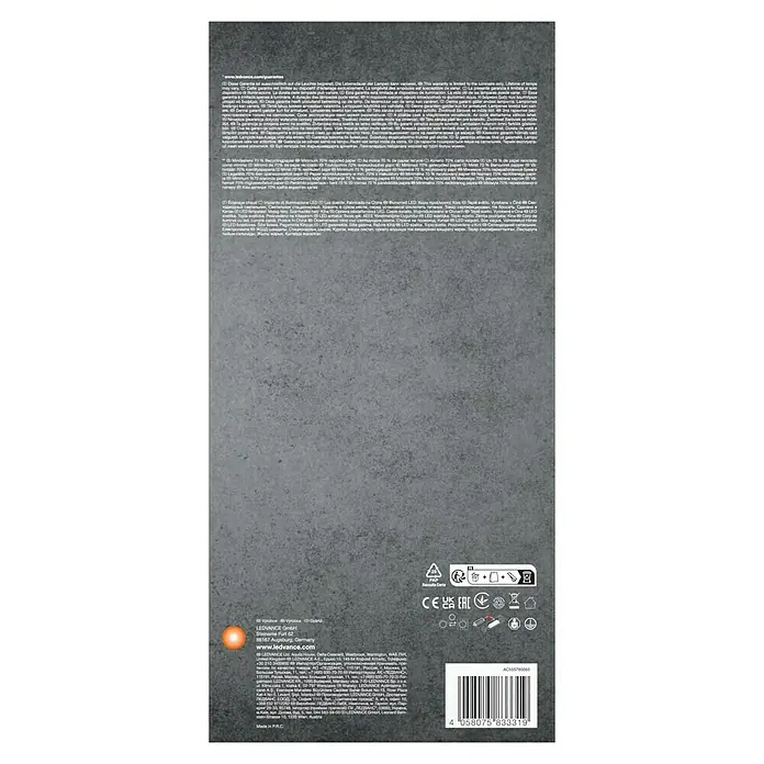 Ledvance Wandstrahler Spot Cork - 6,8 W, L x B x H: 33,8 x 10 x 13,6 cm, Weiß, GU10, 2 Stk. - Produktverpackung von LEDVANCE mit Hinweisen zu Garantie, Recycling und Herstellungsort.