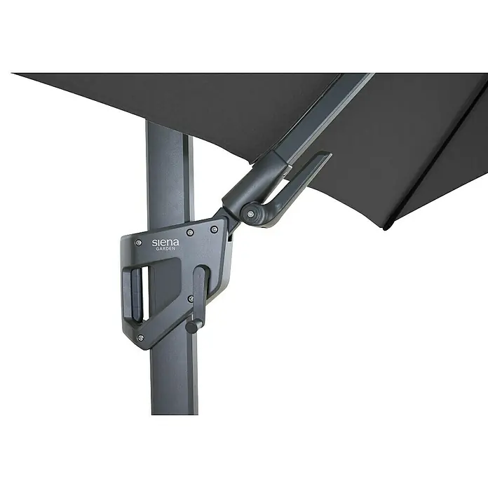 Siena Garden Ampelschirm Bosco N+ - Anthrazit, Bespannungsmaß (L x B): 300 x 300 cm - Detailaufnahme eines grauen Siena Garden Sonnenschirms mit Kurbelmechanismus zur einfachen Bedienung.