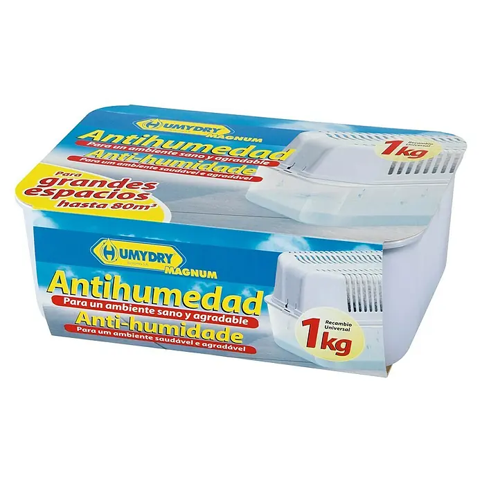 Humydry Deshumidificador Espacios Grandes Magnum - 1.000 g - Deshumidificador UMYDRY Magnum: Crea un ambiente sano y agradable hasta 80m³. Incluye recambio universal de 1kg para uso continuo.