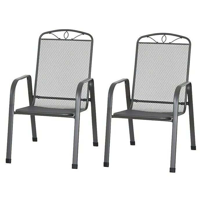 Siena Garden Stapelsessel Elda (L x B x H: 75 x 57 x 94 cm, Anthrazit, Stapelbar, 2 -tlg.) | BAUHAUS