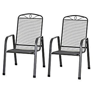 Siena Garden Stapelsessel Elda (L x B x H: 75 x 57 x 94 cm, Anthrazit, Stapelbar, 2 -tlg.)