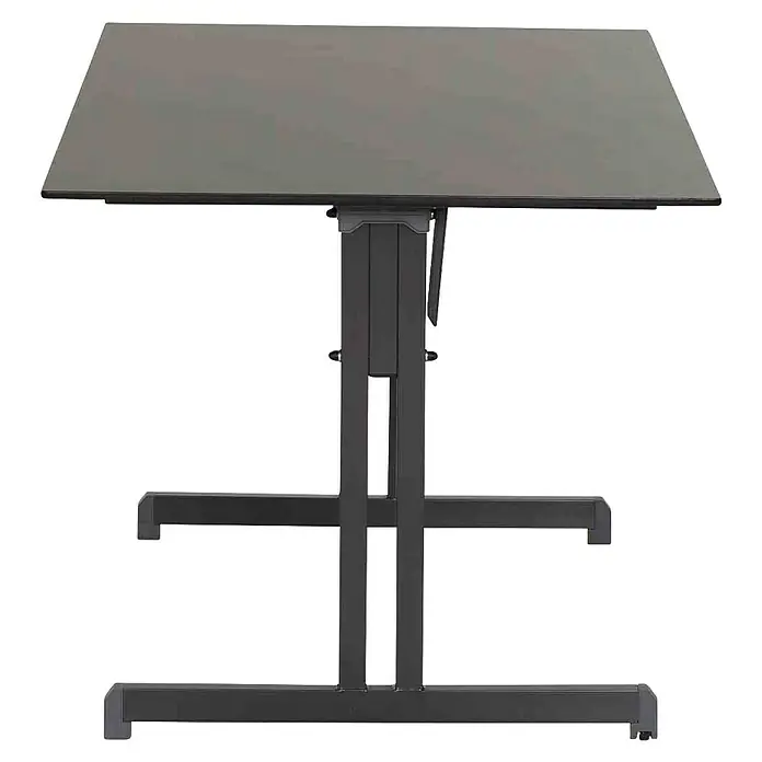 Alco Gartentisch - L x B x H: 120 x 80 x 74 cm, Stahl, Anthrazit, Klappbar - Grauer, rechteckiger Tisch mit höhenverstellbarem Mittelfußgestell.