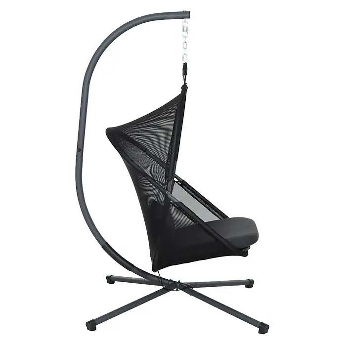 Siena Garden Hängesessel Yobaya mit Schutzhülle - L x B x H: 106 x 123 x 195 cm, Schwarz - Schwebesessel mit einem Metallrahmen, einem Netzgewebe und einem Sitzkissen, ideal für Entspannung im Innen- und Außenbereich.