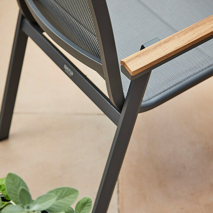 Siena Garden Stapelstuhl Tesoro High Back (2 Stk., Ranotex®-Gewebe, Stapelbar, Anthrazit, B x T x H: 62,5 x 70,5 x 110 cm) | BAUHAUS