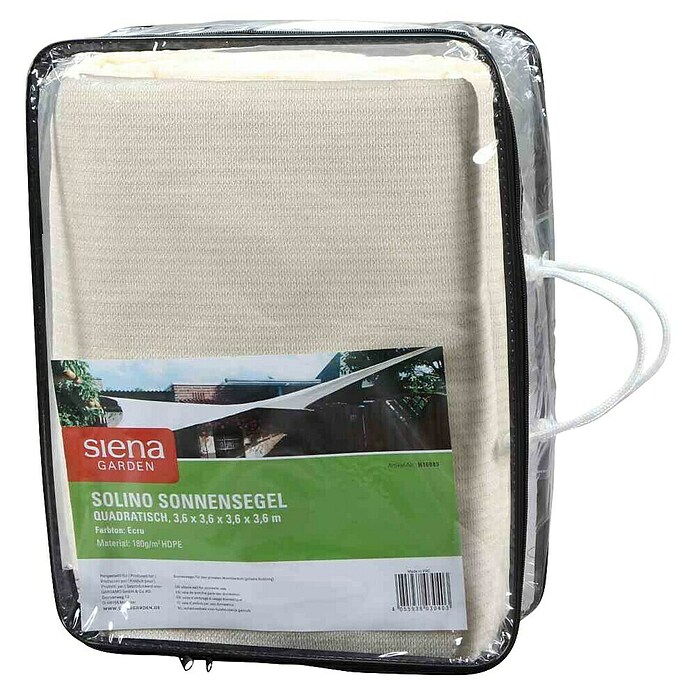 Siena Garden Sonnensegel Solino inkl. Zubehör-Set (L x B: 360 x 360 cm, Ecru, Quadratisch) | BAUHAUS