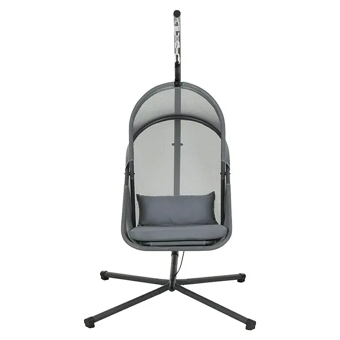Siena Garden Hängesessel Yobaya mit Schutzhülle - L x B x H: 106 x 123 x 195 cm, Blau - Elegante Hängesessel-Schaukel mit Netzbespannung und Kissen für entspannte Stunden im Innen- und Außenbereich.