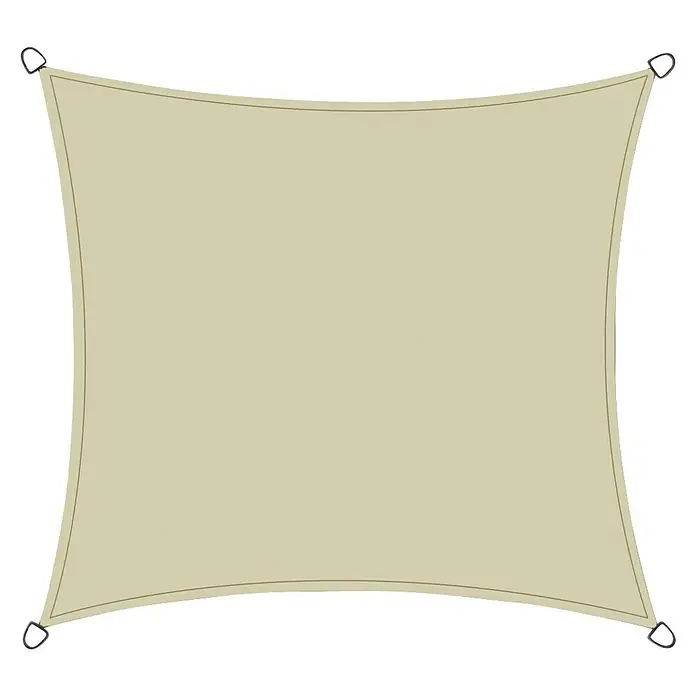 Siena Garden Sonnensegel Solino inkl. Zubehör-Set - L x B: 360 x 360 cm, Ecru, Quadratisch - Beiges Sonnensegel mit Befestigungsringen an den Ecken, ideal für den Einsatz im Freien und zur Beschattung von Garten oder Terrasse.