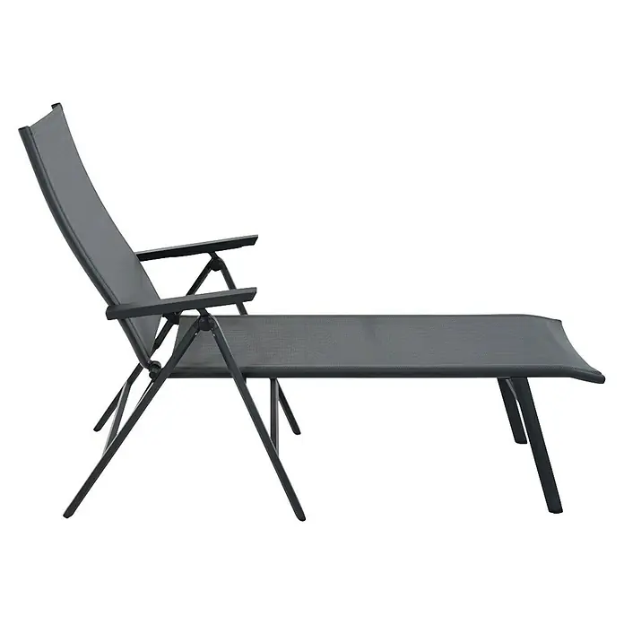 Siena Garden Gartenliege Tauro - Anthrazit, Aluminium, Klappbar - Dunkelgraue faltbare Sonnenliege mit Netzgewebe und schwarzem Gestell.