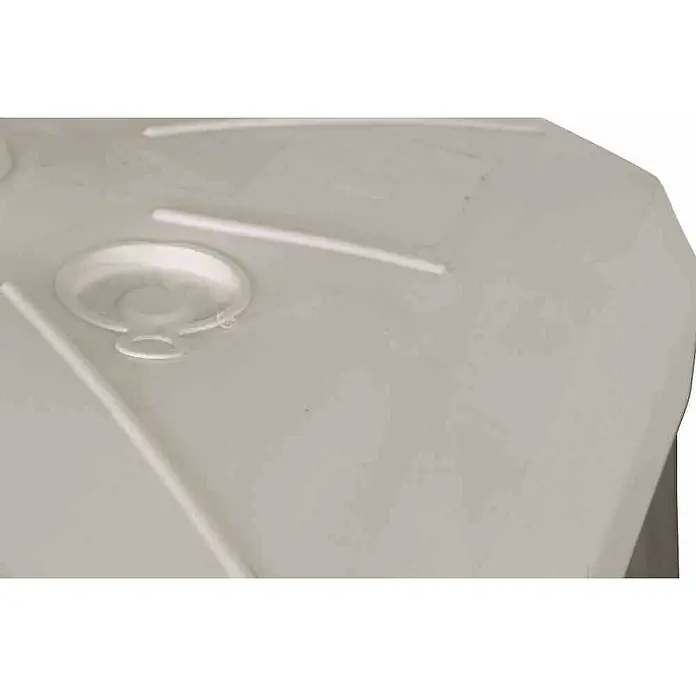 Siena Garden Schirmständer mit Rollen - 61 x 61 cm, Weiß - Nahaufnahme eines weißen IBC-Tanks, der Details wie Einfüllstutzen und Verstärkungsstreben zeigt. Ideal für industrielle Flüssigkeitslagerung.