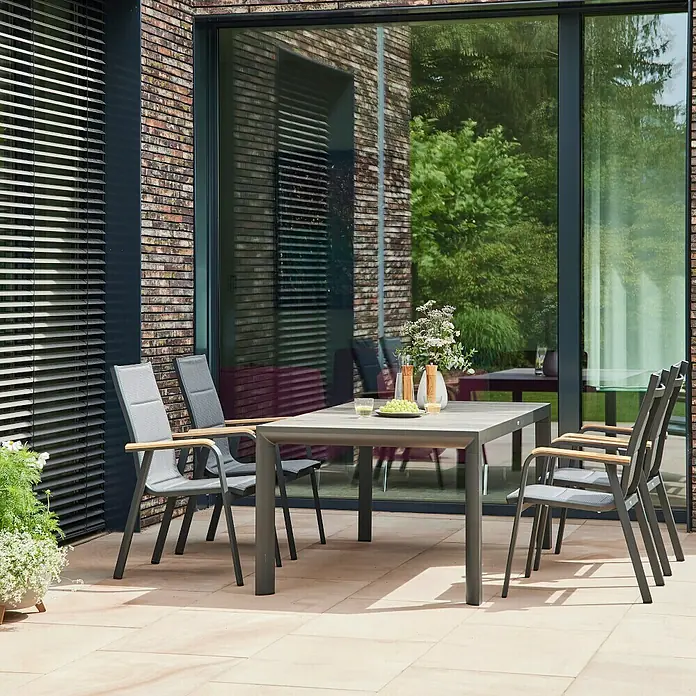 Siena Garden Stapelstuhl Tesoro - 2 Stk., Ranotex®-Gewebe, Stapelbar, Anthrazit, B x T x H: 62,5 x 68 x 98 cm - Ein Gartentisch- und Stuhlset im Freien, ideal für Mahlzeiten und Unterhaltung im Freien, mit modernem Design und langlebigen Materialien.