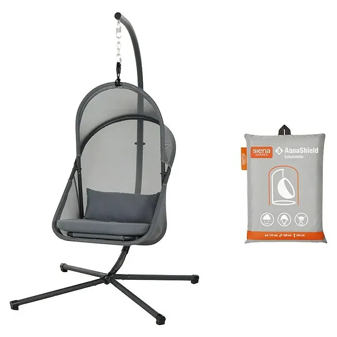 Siena Garden Hängesessel Yobaya mit Schutzhülle - L x B x H: 106 x 123 x 195 cm, Blau - Der Siena Garden Hängekorb mit Schutzhülle, ideal für entspannte Stunden im Garten und sicheren Schutz bei jedem Wetter.