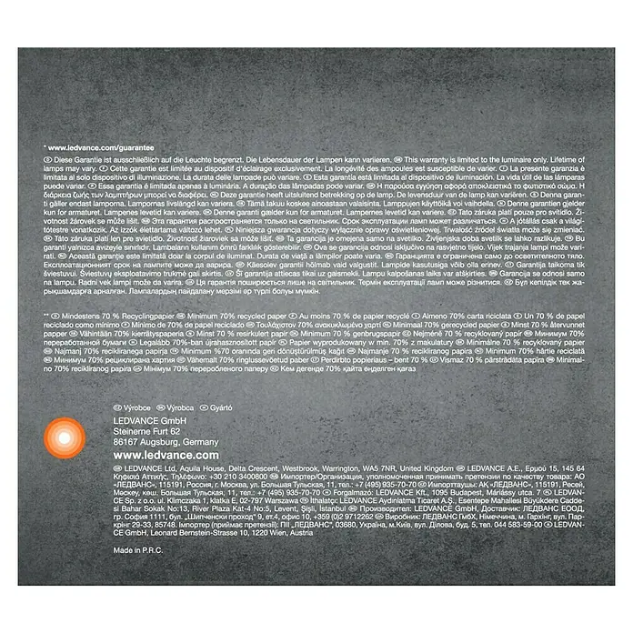 Ledvance Wandstrahler Spot Cork - 3,4 W, L x B x H: 9 x 12,6 x 10,1 cm, Schwarz, GU10, 1 Stk. - Garantiehinweis und Informationen zu Recyclingpapier von LEDVANCE, einem Unternehmen für innovative Lichtlösungen.