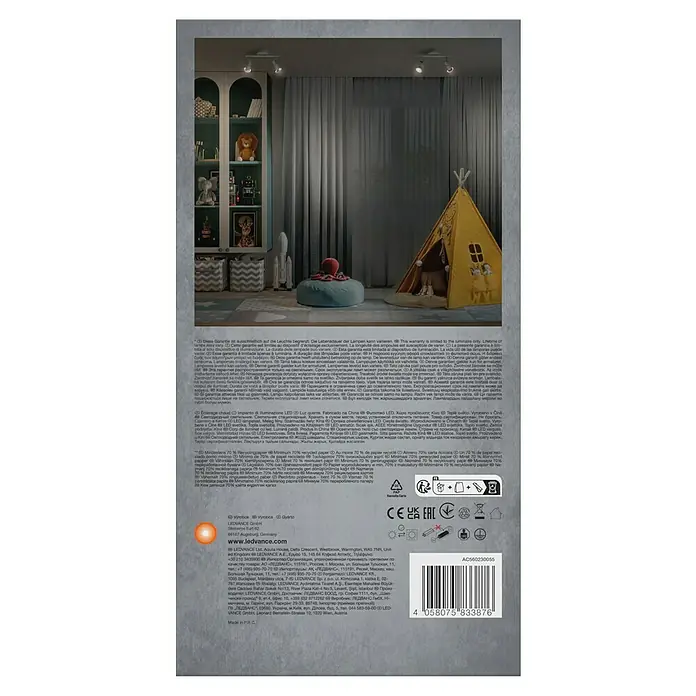 Ledvance Deckenstrahler Spot - 6,8 W, L x B x H: 25,6 x 9 x 15,5 cm, Weiß, GU10, 2 Stk. - Bild eines LEDVANCE Produkts, das in einem Kinderzimmer platziert ist und eine warme und einladende Atmosphäre schafft.