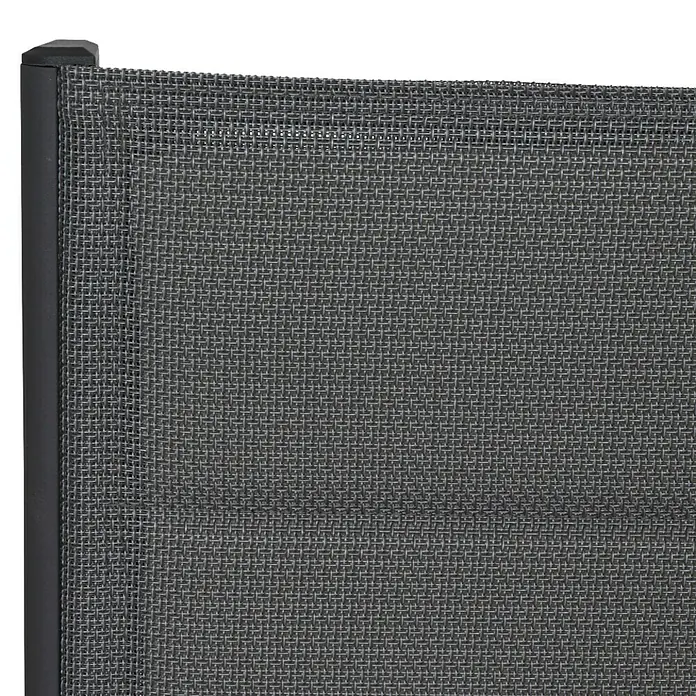 Siena Garden Tesoro Garten-Positionssessel - Ranotex®-Gewebe, Rückenlehne verstellbar, Anthrazit, B x T x H: 59 x 68 x 110 cm, 2 Stk. - Nahaufnahme eines modernen, anthrazitfarbenen Sichtschutzzauns mit feiner Textur. Der Zaun besticht durch sein minimalistisches Design und hochwertige Materialien.