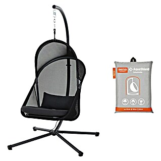 Siena Garden Hängesessel Yobaya mit Schutzhülle (L x B x H: 106 x 123 x 195 cm, Schwarz)