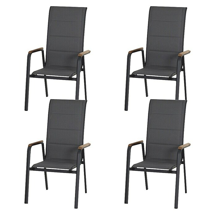 Siena Garden Stapelstuhl Tesoro High Back (4 Stk., Ranotex®-Gewebe, Stapelbar, Anthrazit, B x T x H: 62,5 x 70,5 x 110 cm) | BAUHAUS