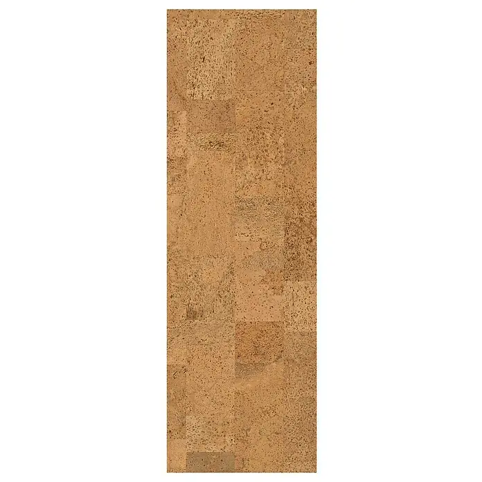 Corklife Studiostyle Korkboden - Mora, 905 x 295 x 10,5 mm - Detailaufnahme einer rechteckigen Korkplatte in verschiedenen Brauntönen, die eine natürliche und rustikale Textur zeigt.