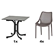 Siena Garden Urban Lights Gartenmöbel-Set District Sessel/Sola Tisch (Tisch (L x B x H): 80 x 80 x 70 cm, Sessel (L x B x H): 50 x 60 x 81 cm, 5 -tlg., Polypropylen, Taupe/Anthrazit, Stapelbar) | BAUHAUS