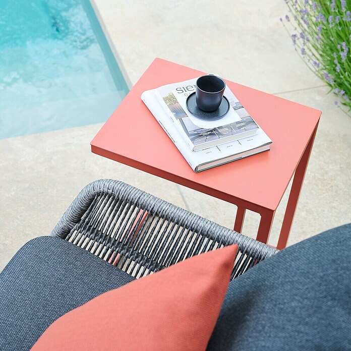 Siena Garden Garten-Beistelltisch Ramo (L x B x H: 33,5 x 40 x 50 cm, Tischplatte aus Fairstone, Quadratisch, Rot) | BAUHAUS