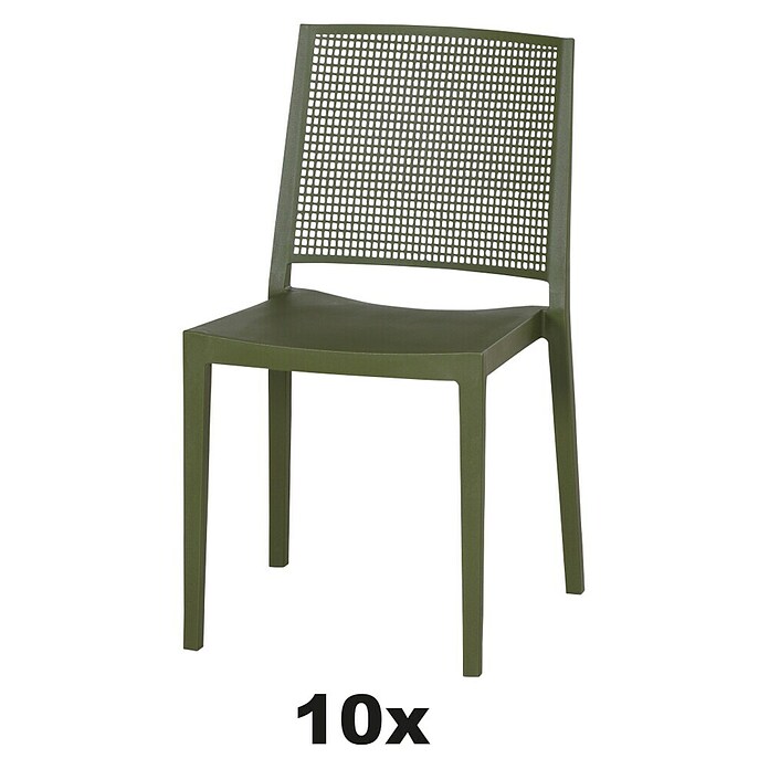 Siena Garden Urban Lights Stapelstuhl Set Square (10 Stk., Polypropylen, Stapelbar, Olive, B x T x H: 56 x 56 x 80 cm) | BAUHAUS