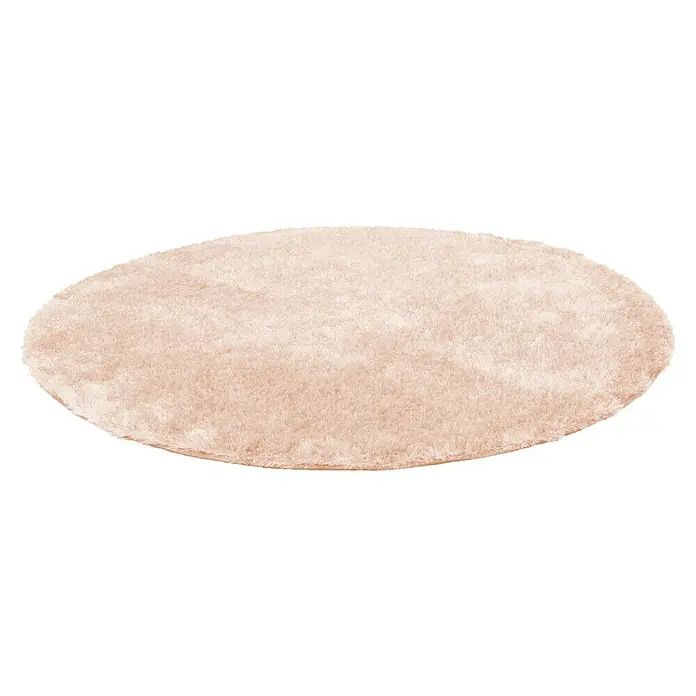 Kayoom Hochflorteppich Diamond - Puderrosa, Durchmesser: 160 cm, 100 % Polyester - Ein runder, flauschiger Teppich in einem sanften Rosaton, ideal für gemütliche Wohnräume. Der Teppich bietet Komfort und Wärme.