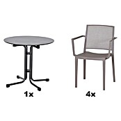 Siena Garden Urban Lights Gartenmöbel-Set Square Sessel/Sola Tisch (5 -tlg., Polypropylen, Taupe/Anthrazit, ⌀ 80 cm) | BAUHAUS