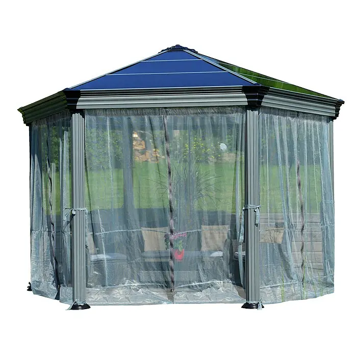 Palram – Canopia Cortina mosquitera para cenador Mónaco/Roma - An x Al: 234 x 214 cm - Una elegante glorieta de jardín con cortinas ofrece protección y privacidad para horas de relax al aire libre.