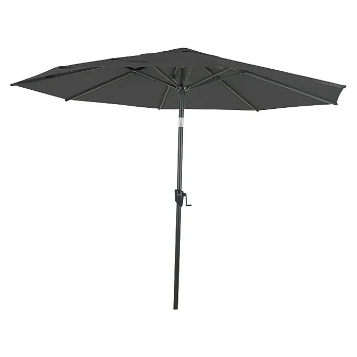 Siena Garden Marktschirm rund Bosco - Anthrazit, Durchmesser Bespannung: 300 cm - Ein schattenspendender, dunkelgrauer Sonnenschirm mit robustem Gestell und einem eleganten Design, perfekt für den Garten oder die Terrasse.