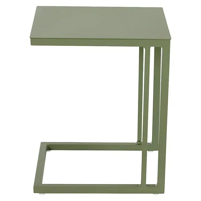 Siena Garden Garten-Beistelltisch Ramo - L x B x H: 33,5 x 40 x 50 cm, Melamin, Quadratisch, Olive - Nahaufnahme eines olivgrünen Beistelltisches mit modernem Design und stabilen Metallrahmen.