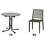 Siena Garden Urban Lights Gartenmöbel-Set Square Stuhl/Sola Tisch (5 -tlg., Polypropylen, Olive/Anthrazit, ⌀ 80 cm) | BAUHAUS