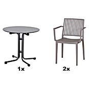 Siena Garden Urban Lights Gartenmöbel-Set Lane Sessel/Sola Tisch (3 -tlg., Polypropylen, Hochdruck-Schichtpressstoff (HPL), Taupe/Anthrazit, Stapelbar) | BAUHAUS