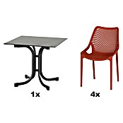 Siena Garden Urban Lights Gartenmöbel-Set District Sessel/Sola Tisch (Tisch (L x B x H): 80 x 80 x 70 cm, Sessel (L x B x H): 50 x 60 x 81 cm, 5 -tlg., Polypropylen, Brick/Anthrazit, Stapelbar) | BAUHAUS