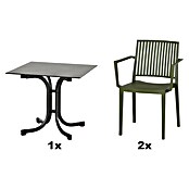 Siena Garden Urban Lights Gartenmöbel-Set Lane Sessel/Sola Tisch (3 -tlg., Polypropylen, Olive/Anthrazit, 80 x 80 cm) | BAUHAUS