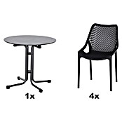 Siena Garden Urban Lights Gartenmöbel-Set District Sessel/Sola Tisch (Tisch (Ø x H): 80 x 70 cm, Sessel (L x B x H): 50 x 60 x 81 cm, 5 -tlg., Polypropylen, Anthrazit, Stapelbar) | BAUHAUS