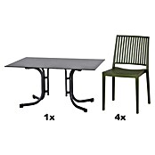 Siena Garden Urban Lights Gartenmöbel-Set Lane Stuhl /Sola Tisch (5 -tlg., Polypropylen, Olive/Anthrazit, 140 x 90 cm) | BAUHAUS