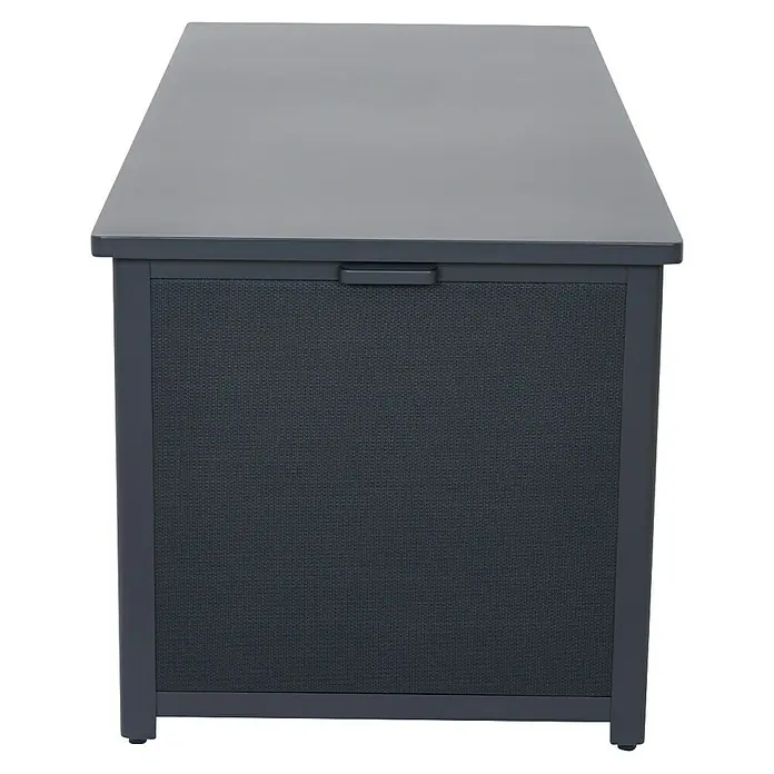Siena Garden Garten-Aufbewahrungsbox Sabano - 181 x 79,3 x 75 cm, Aluminium, Anthrazit - Dunkelgraue rechteckige Outdoor-Aufbewahrungsbox mit strukturierter Frontplatte und integriertem Griff.