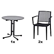 Siena Garden Urban Lights Gartenmöbel-Set Square Sessel/SolaTisch (3 -tlg., Polypropylen, Anthrazit, ⌀ 80 cm) | BAUHAUS